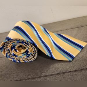 Steve Harvey Collection Silk Tie Gold and Blue stripes